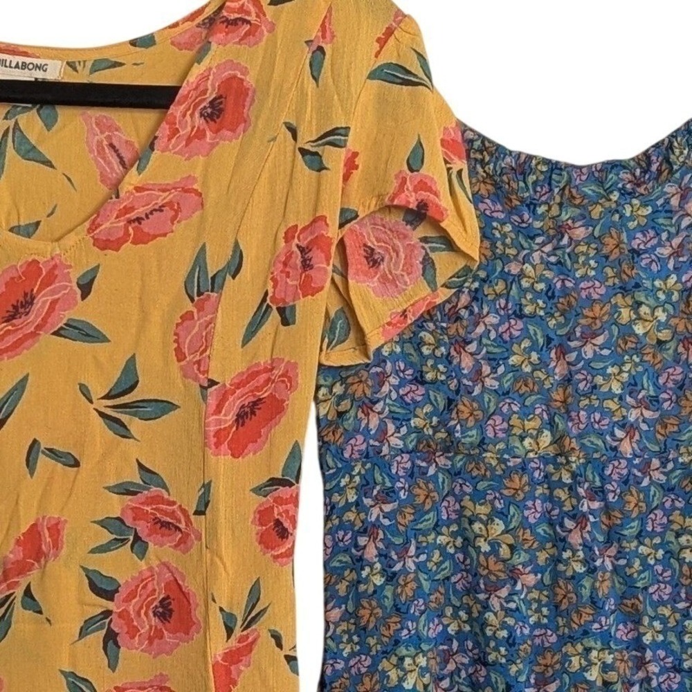 2 Dresses! XS Boho Bundle Lot Billabong Zara Floral Dress Ditsy Women Festival - Picture 2 of 5